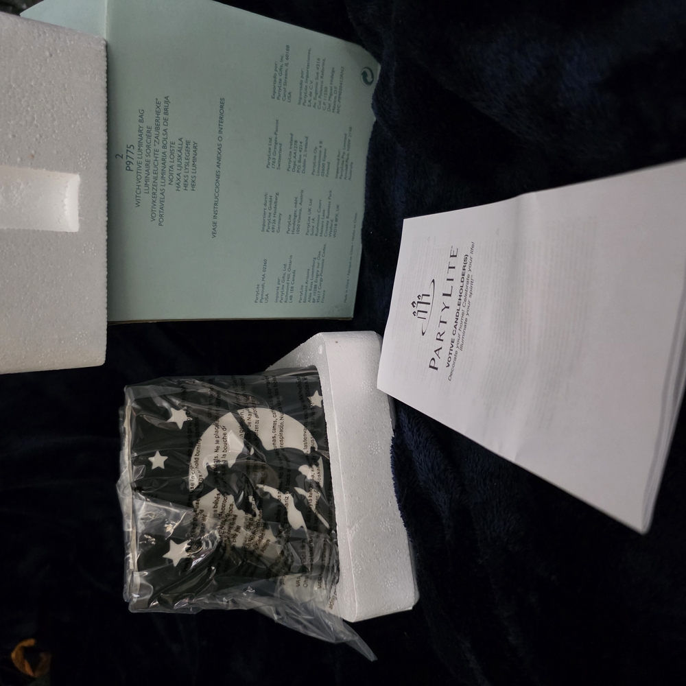 PartyLite Witch Votive Luminary Bag - Black and White